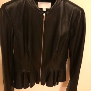 Hugo Boss black leather jacket size 4
